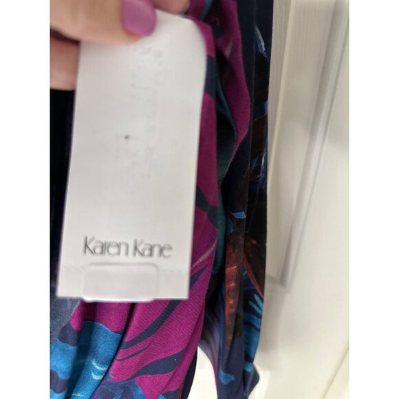 Karen Kane Womens Large Tropical Print Surplice Long Sleeve Blouse Top Multicolo - Picture 10 of 12